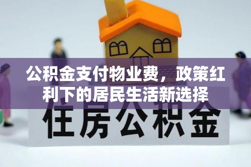 广丰公积金支付物业费，政策红利下的居民生活新选择